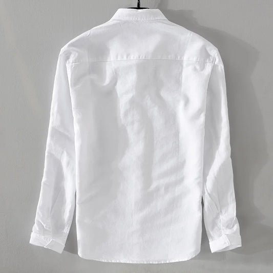 Skyfall Linen-Cotton Shirt – Square Collar Elegance