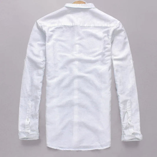 Montclair Italian Style White Linen Shirt – Classic Long Sleeve Elegance