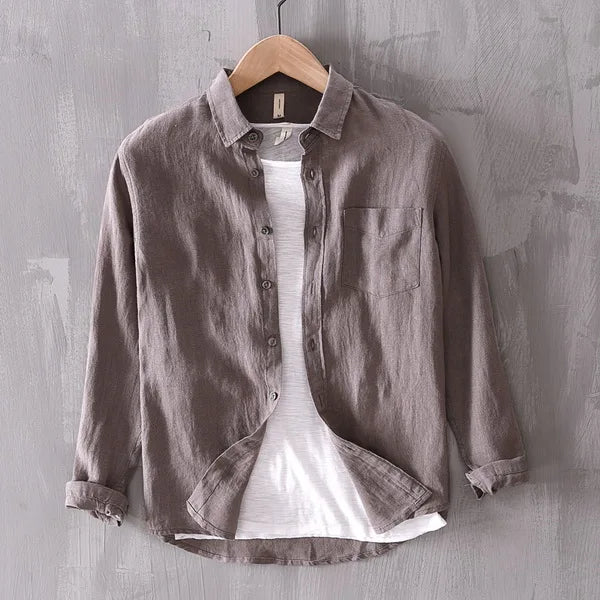 Solid Green Pure Linen Shirt – Designer Edition