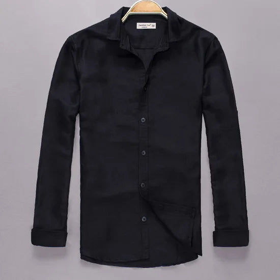 Montclair Italian Style White Linen Shirt – Classic Long Sleeve Elegance