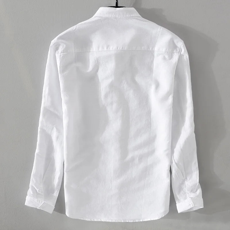 Skyfall Linen-Cotton Shirt – Square Collar Elegance