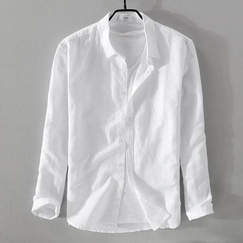 Skyfall Linen-Cotton Shirt – Square Collar Elegance