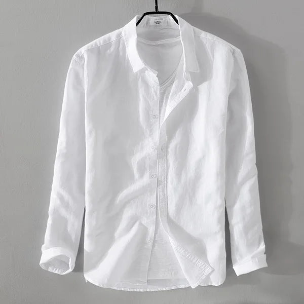 Skyfall Linen-Cotton Shirt – Square Collar Elegance