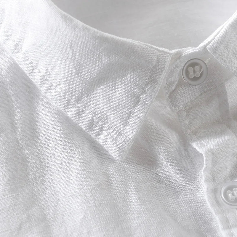 Skyfall Linen-Cotton Shirt – Square Collar Elegance