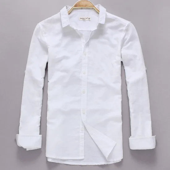 Montclair Italian Style White Linen Shirt – Classic Long Sleeve Elegance