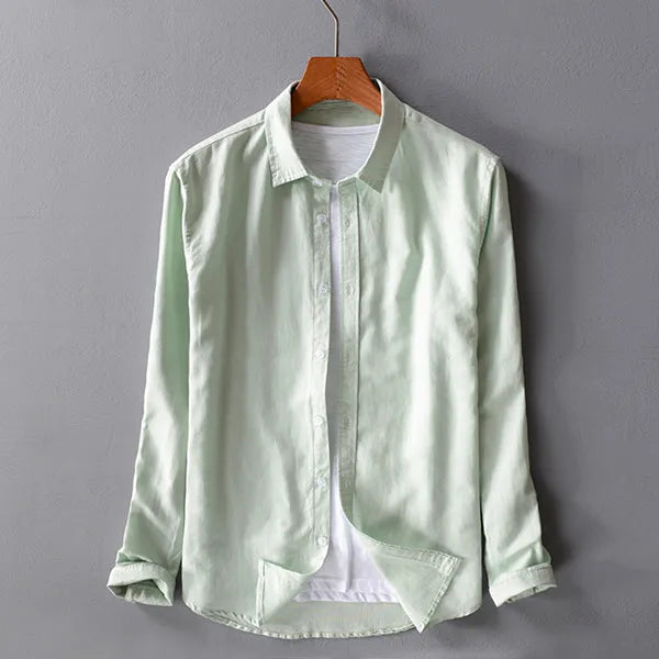 Skyfall Linen-Cotton Shirt – Square Collar Elegance