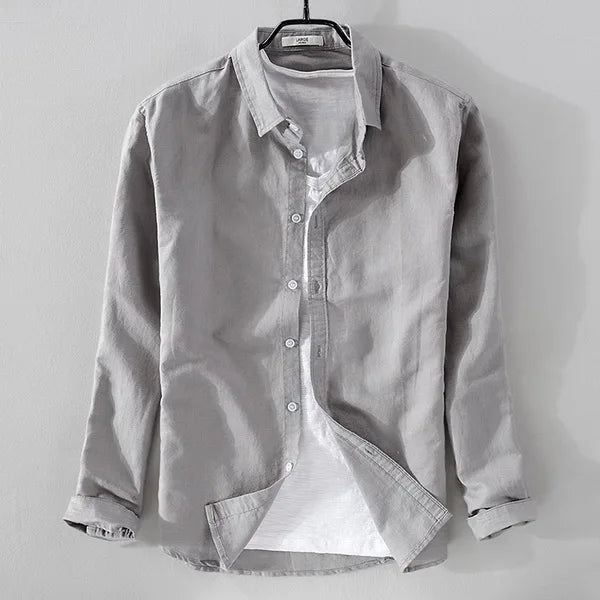 Skyfall Linen-Cotton Shirt – Square Collar Elegance