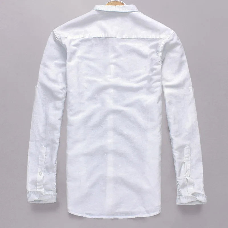 Montclair Italian Style White Linen Shirt – Classic Long Sleeve Elegance