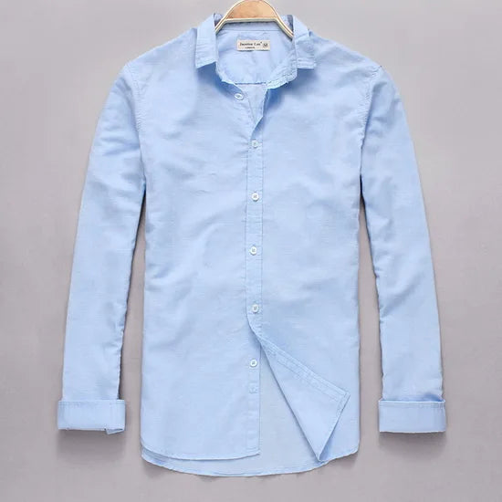 Montclair Italian Style White Linen Shirt – Classic Long Sleeve Elegance