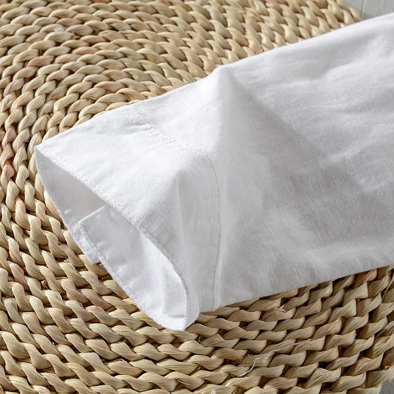 Skyfall Linen-Cotton Shirt – Square Collar Elegance