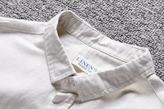 Montclair Italian Style White Linen Shirt – Classic Long Sleeve Elegance