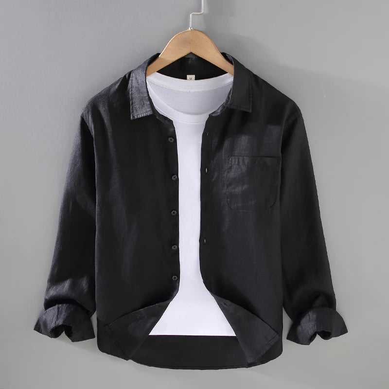 Designer 100% Linen Long Sleeve Shirt – 7 Colors